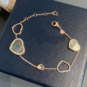 HAPPY HEART BLACK MOP PINK GOLD BRACELET