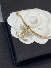 CC PEDANT HALF DIAMOND PINK GOLD NECKLACE