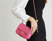 FLAP BAG 17CM PINK LAMBSKIN GOLD HARDWARE