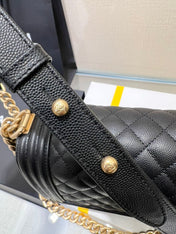 BOY BAG MEDIUM 25 BLACK CAVIAR GOLD HARDWARE
