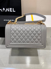 BOY BAG MEDIUM 25 GREY CAVIAR GOLD HARDWARE