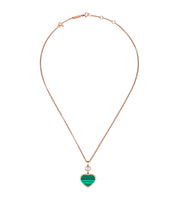 HAPPY HEART MALACHITE NECKLACE PINK GOLD DIAMOND