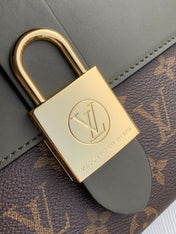 LOCKY BB 21 IN BROWN MONOGRAM CANVAS AND KHAKI GREEN CALFSKIN GOLD BUCKLE