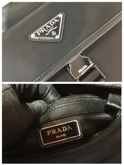 TRIANGLE LOGO CROSSBODY BAG 25 IN BLACK RE-NYLON AND SAFFIANO LEATHER TRIM