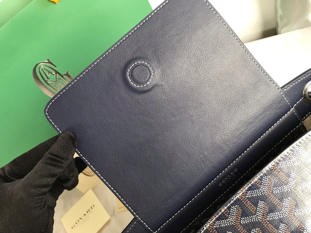 GOYA 26S ROUETTE PM TOTE BAG 30MM IN NAVY BLUE CANVAS AND CALFSKIN