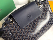 GOYA 26S ROUETTE PM TOTE BAG 30MM IN NAVY BLUE CANVAS AND CALFSKIN