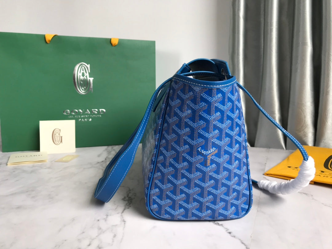 GOYA 26S ROUETTE PM TOTE BAG 30MM IN BLUE CANVAS AND CALFSKIN