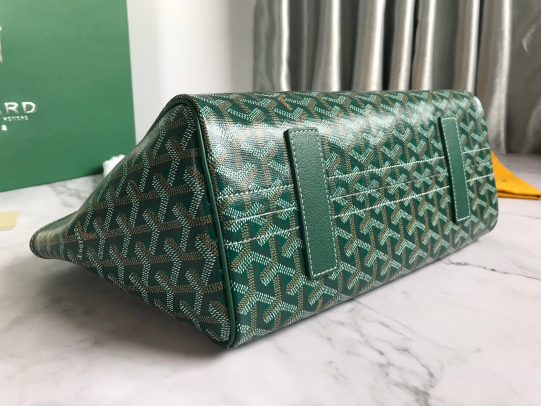 GOYA 26S ROUETTE PM TOTE BAG 30MM IN DARK GREEN CANVAS AND CALFSKIN