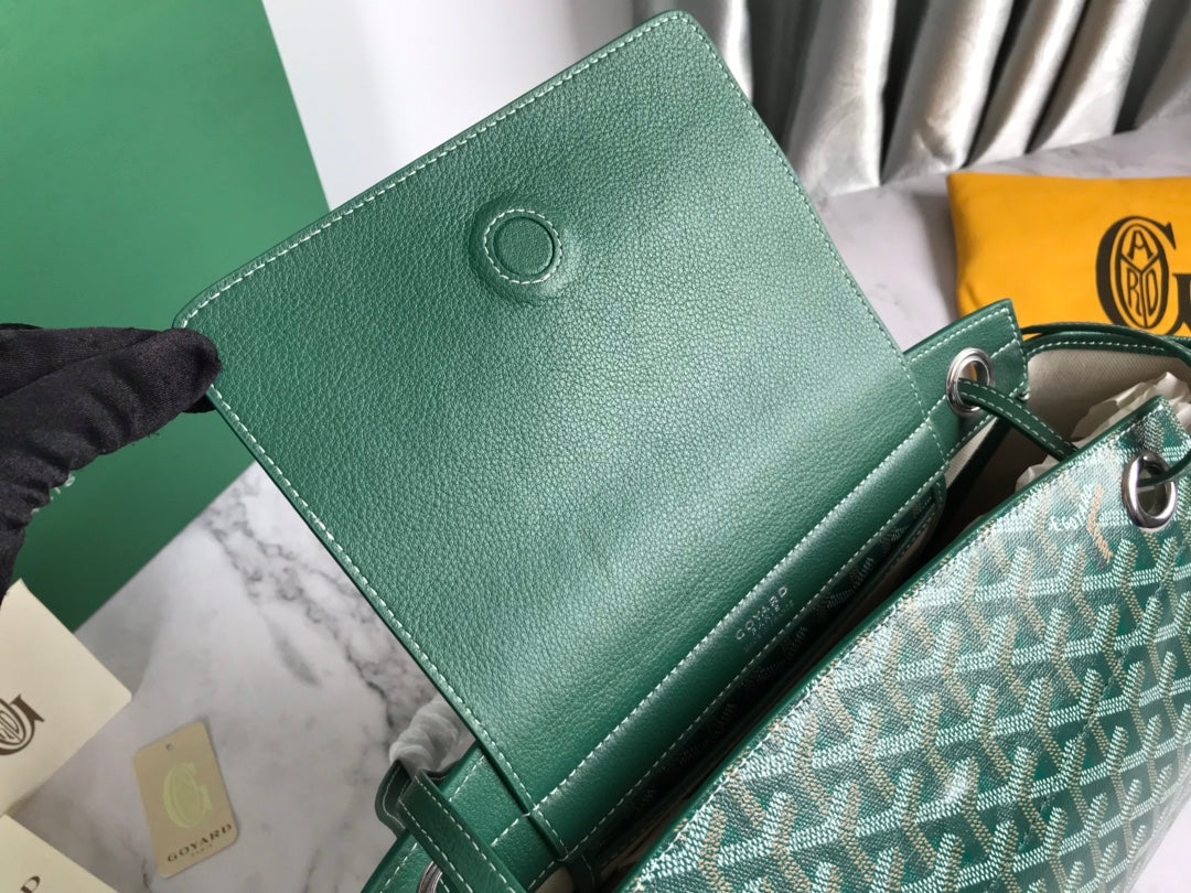 GOYA 26S ROUETTE PM TOTE BAG 30MM IN DARK GREEN CANVAS AND CALFSKIN