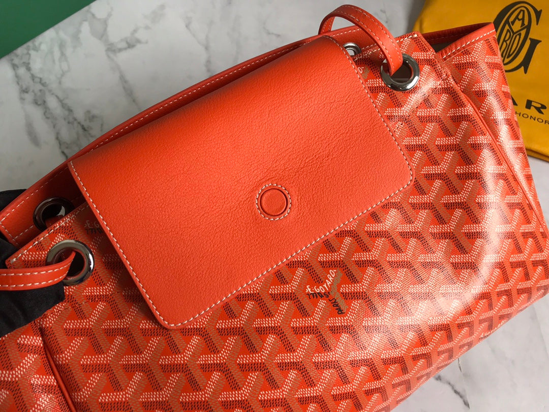 GOYA 26S ROUETTE PM TOTE BAG 30MM IN ORANGE CANVAS AND CALFSKIN