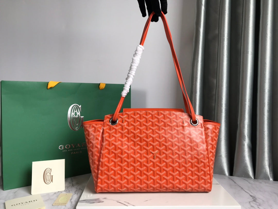 GOYA 26S ROUETTE PM TOTE BAG 30MM IN ORANGE CANVAS AND CALFSKIN