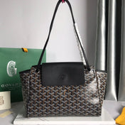 GOYA 26S ROUETTE PM TOTE BAG 30MM IN BLACK AND BROWN CANVAS AND CALFSKIN