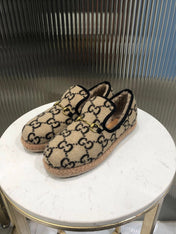 GG HORSEBIT LOAFER IN BEIGE MIX BLACK WOOL AND LAMB FUR LINING