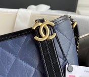 CC GABRIELLE MINI 20 HOBO BAG IN MIDNIGHT BLUE MIX BLACK CALFSKIN