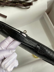 KELLY CUT 31 IN BLACK ALLIGATOR LEATHER WITH SILVER HARDWARE