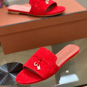 Summer Charms Sandals in Red Suede Pink Lambskin