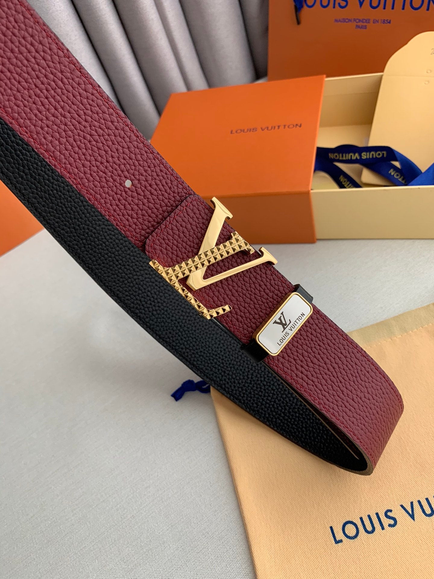LV 25S BELT 38 MM IN DARK RED CALFSKIN 593214