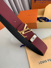 LV 25S BELT 38 MM IN DARK RED CALFSKIN 593214
