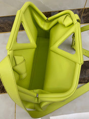 TRIANGLE HANDLE BAG 31 IN VOLT GREEN LAMBSKIN