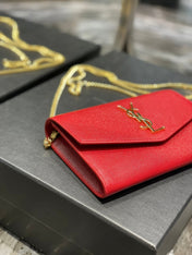 UPTOWN CHAIN WALLET 19 RED GRAINED CALFSKIN