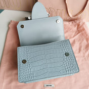 LADY 20 HANDBAG IN CROCODILE PATTERN BLUE PASTEL CALFSKIN