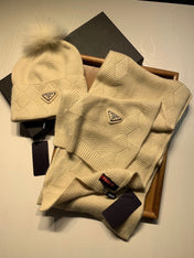 SET SCARF AND HAT IN BISQUE BEIGE WOOL AND RABBIT FUR 416365