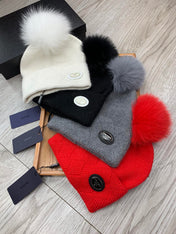 BEANIE HAT IN WHITE WOOL AND RABBIT FUR 346716