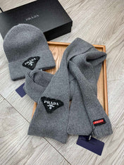 SET SCARF AND HAT IN MOUSE GRAY WOOL AND RABBIT FUR 386078
