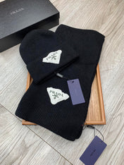 SET SCARF AND HAT IN BLACK WOOL AND RABBIT FUR 386077