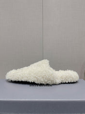 BALENCIAGA 25S MULES IN WHITE WOOL WITH LOGO