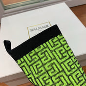 BALMAIN 26S BOOTS 105 MM IN GREEN FLYKNIT STYLE 20