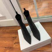BALMAIN 26S BOOTS 105 MM IN BLACK FLYKNIT STYLE 19