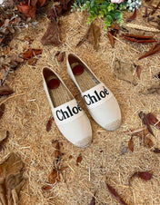CHLOÉ 26S ESPADRILLE LOAFERS IN LIGHT BEIGE CANVAS