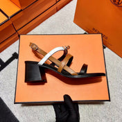 MID - SANDAL BLACK MIX WHITE MIX TAWNY CALFSKIN