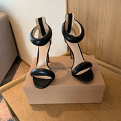 GIANVITO ROSSI 26S BIJOUX SANDALS 105 MM IN BLACK LAMBSKIN