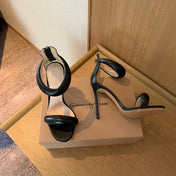 GIANVITO ROSSI 26S BIJOUX SANDALS 105 MM IN BLACK LAMBSKIN