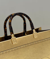 SHINE LARGE 35 TOTE IN GOLDEN CALFSKIN