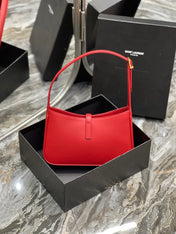 LE 5 A 7 23 RED LAMBSKIN GOLD HARDWARE