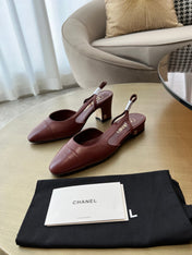 SLINGBACKS WINE RED CALFSKIN