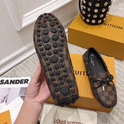 LV WOMEN'S DRIVER MOCCASIN IN EBENE DAMIER  MONOGRAM CALFSKIN