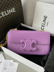 20 CHAIN EMBOSSED ARMPIT BAG PURPLE CALFSKIN