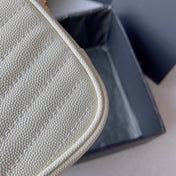 LOU MINI CAMERA BAG 19 IN WHITE CAVIAR PATTERN CALFSKIN GOLD HARDWARE
