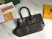 CHIEN GRIS BAG 33 IN BLACK GOYARDINE CANVAS CALFSKIN TRIM