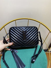 LOU 23 CAMERA BAG IN BLACK QUILTED LEATHER