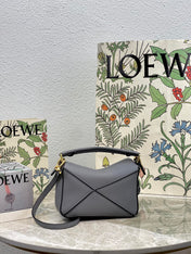LOE MINI 18 PUZZLE BAG IN GREY CALFSKIN