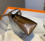 KELLY MINI 20 BAG IN CHOCOLATE BROWN SMOOTH CALFSKIN WITH GOLD HARDWARE