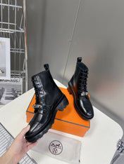 HM 25S FUNK ANKLE BOOT IN BLACK LAMBSKIN WITH SILVER HARDWARE