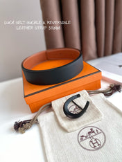 HM LUCK BELT BUCKLE & REVERSIBLE GINGER ORANGE AND BLACK LEATHER STRAP 38MM