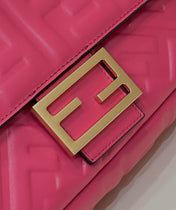 BAGUETTE WITH FF MOTIF 27 IN CERISH PINK SOFT LAMBSKIN GOLD HARDWARE