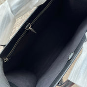 TIGER PRINT MEDIUM TOTE BAG 38 IN BLACK CANVAS AND LEATHER TRIM